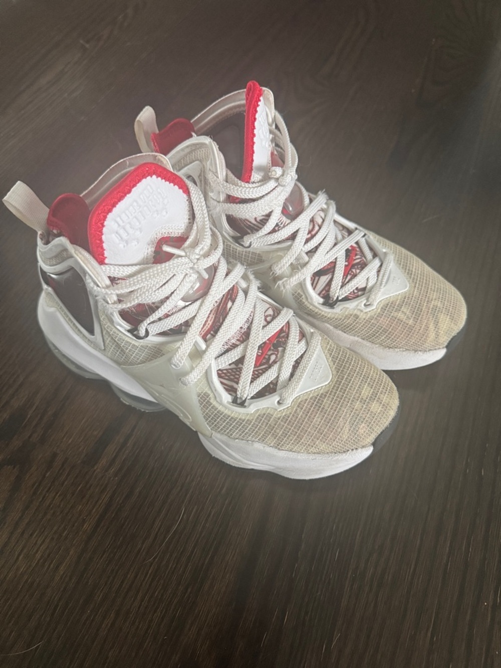 Kids White and Red Athletic Sneakers